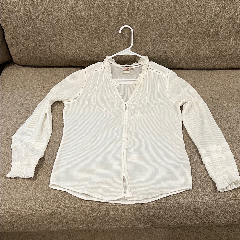 Faherty White Organic Cotton Top Medium